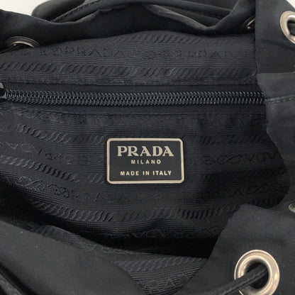 PRADA Tessuto Triangle Logo Double Pocket Backpack Black Vintage najw37