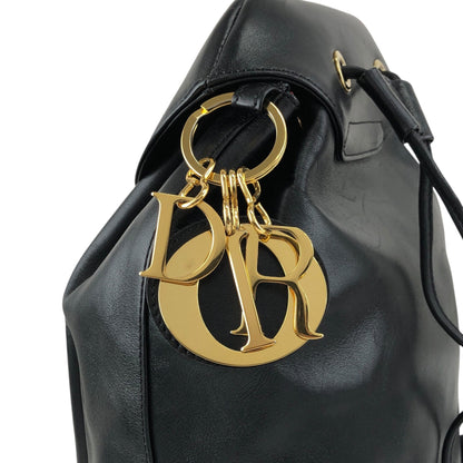 Christian Dior Logo Charm Backpack Black Vintage i7gek7
