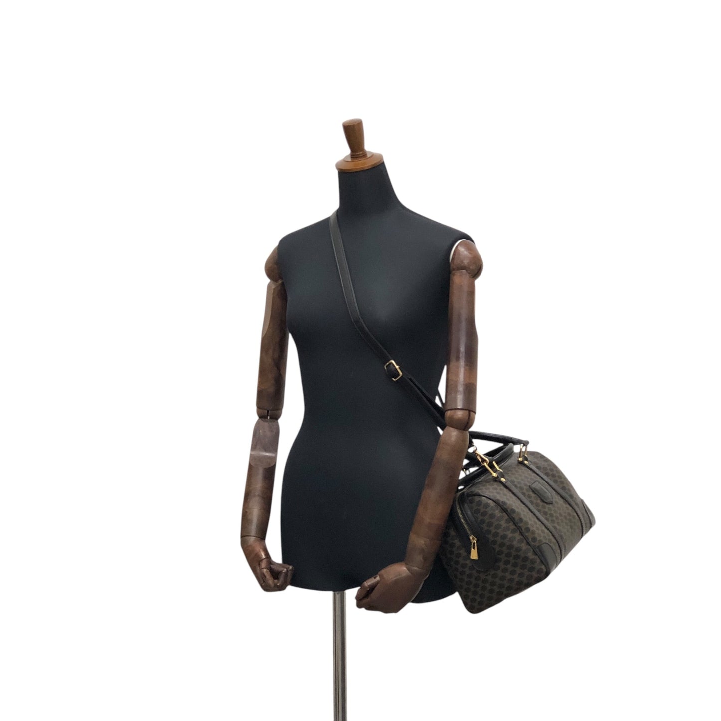 CELINE Macadam Blason Two-way Handbag Shoulder bag Boston bag Black Vintage a68hfi