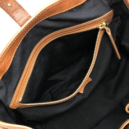 CELINE Macadam Front Buckle Canvas Leather Handbag Brown Vintage aps24t