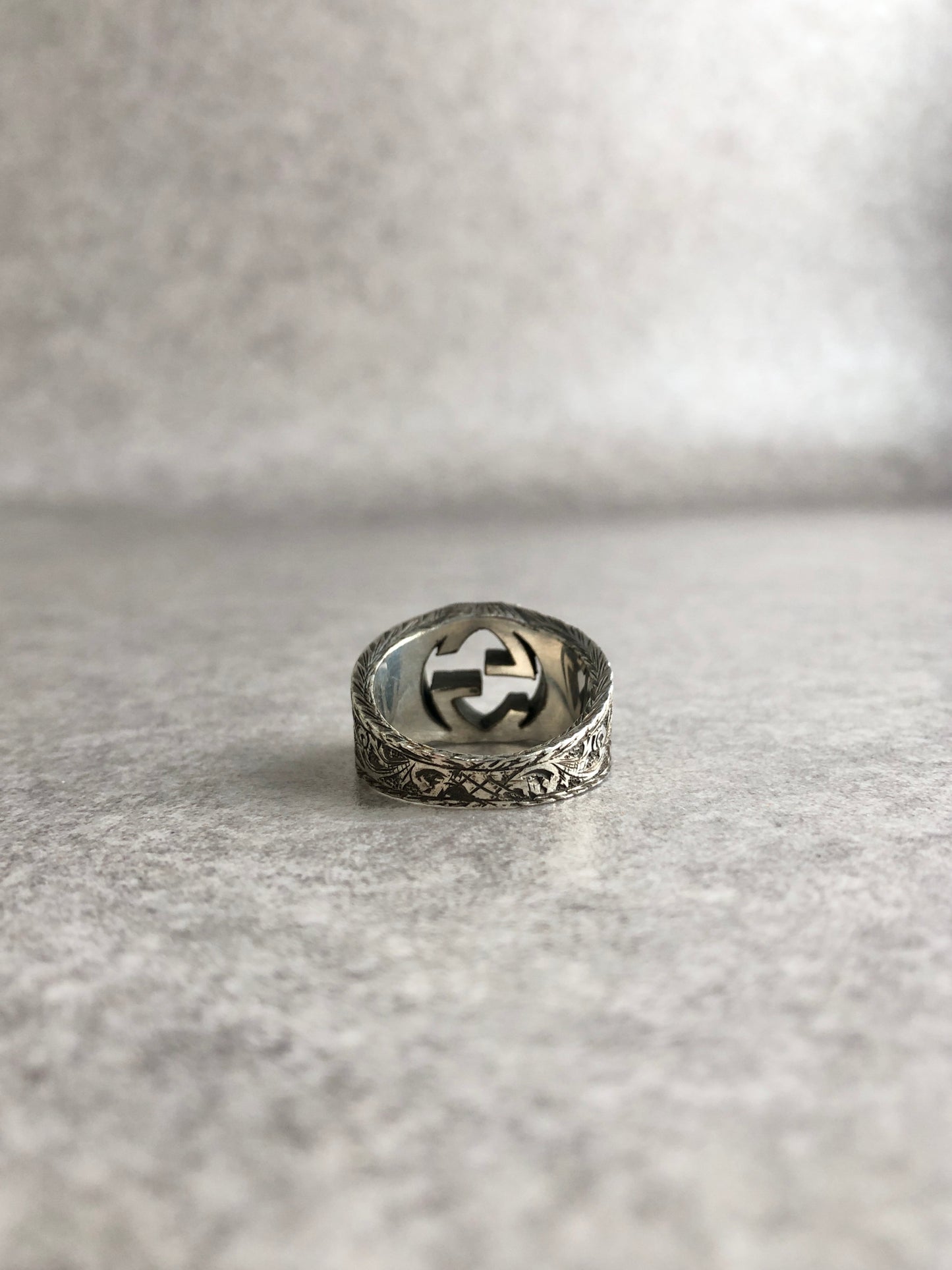 GUCCI Interlocking Ring Silver Vintage 74d6hf