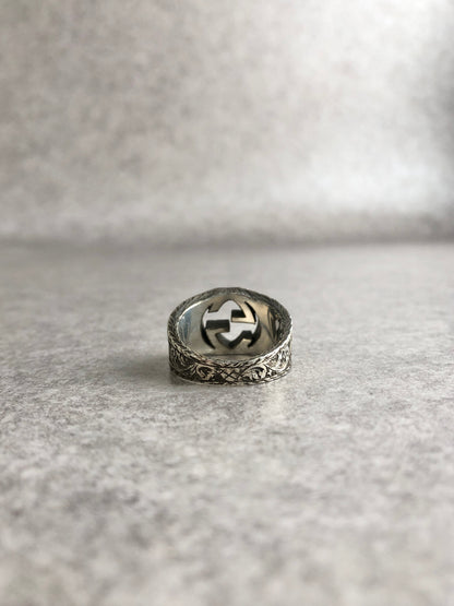 GUCCI Interlocking Ring Silver Vintage 74d6hf