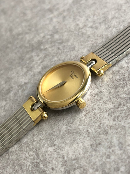 Christian Dior Logo Watch Silver×Gold Vintage pmuyyi