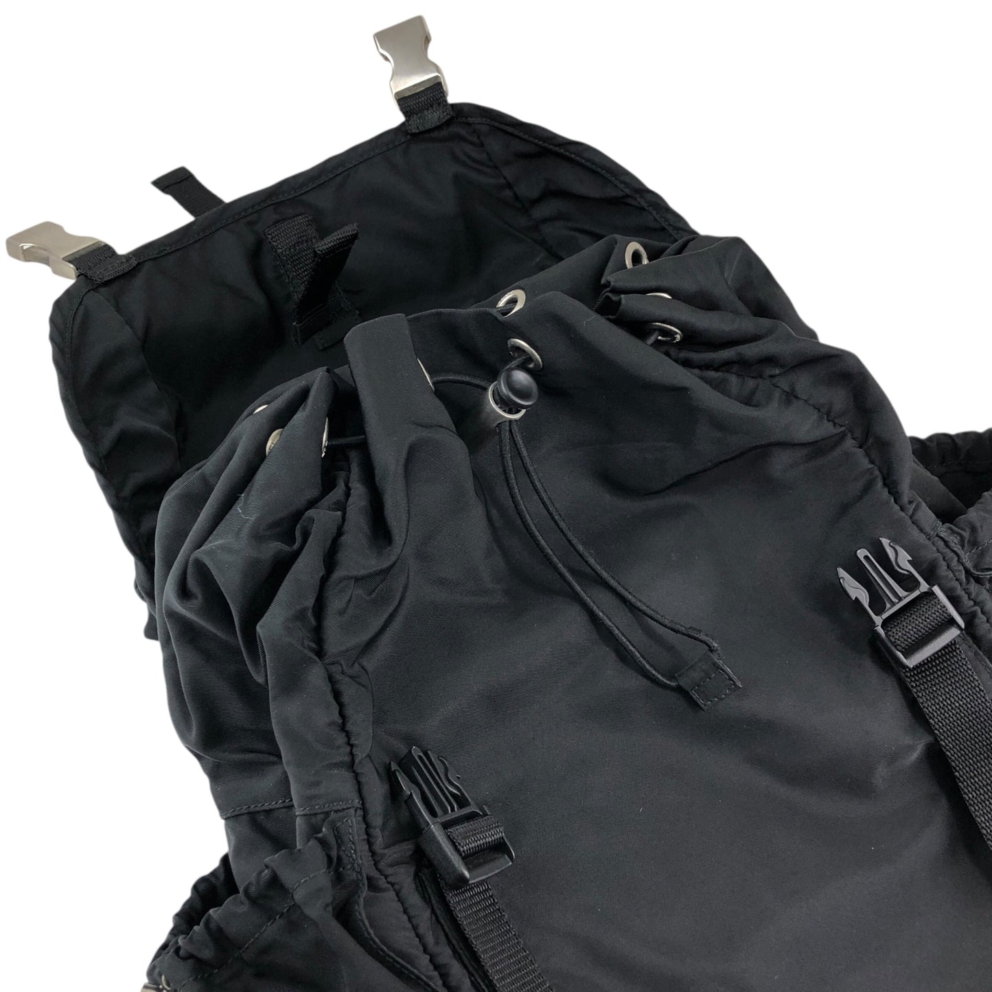 PRADA Tessuto Triangle Logo Backpack Black Vintage 6bctx4
