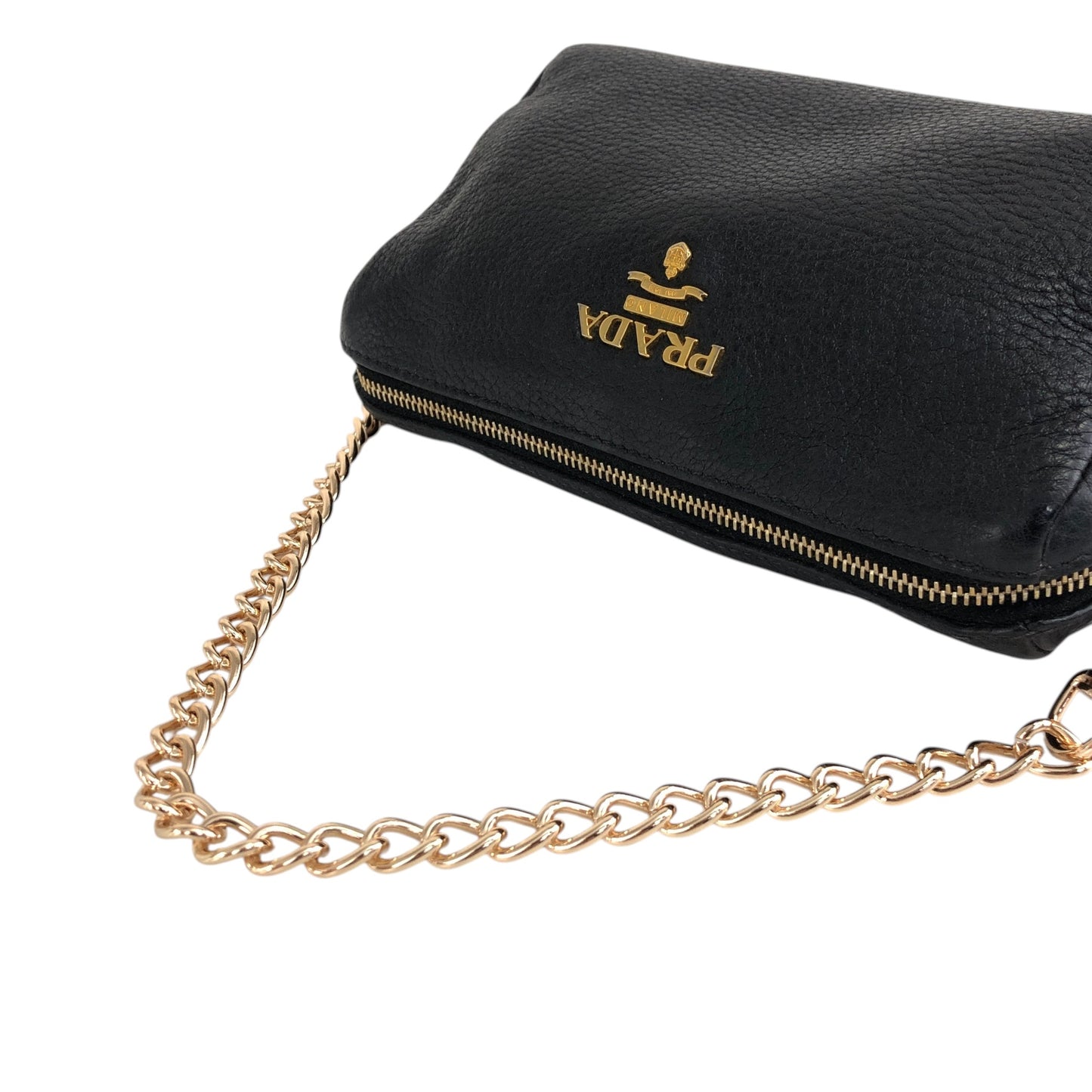 PRADA Logo Small Chain Shoulder bag Black Vintage ckmyc2