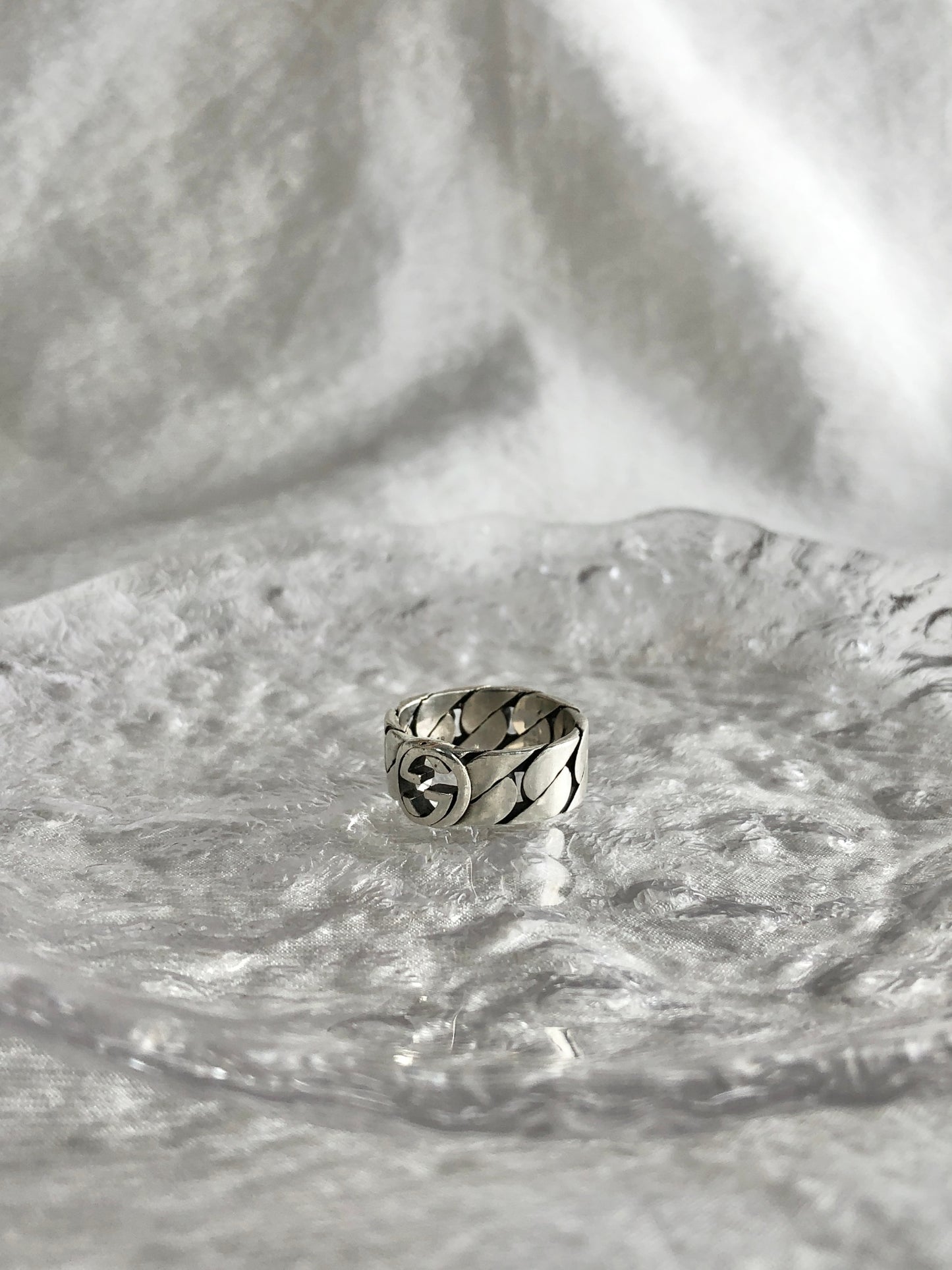 GUCCI Interlocking SILVER925 Ring Silver Vintage fzzpsi