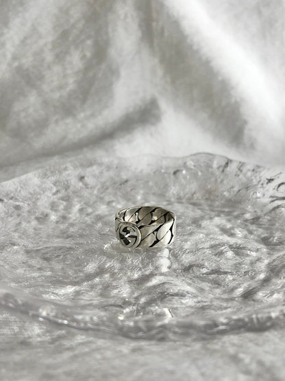 GUCCI Interlocking SILVER925 Ring Silver Vintage fzzpsi