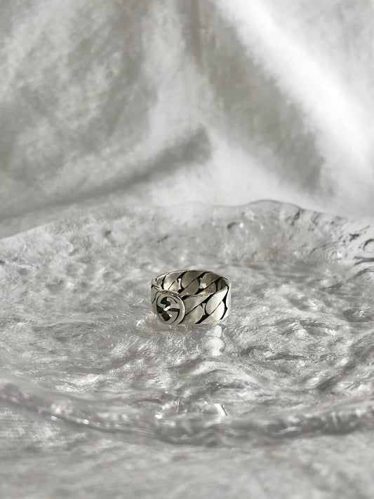 GUCCI Interlocking SILVER925 Ring Silver Vintage fzzpsi