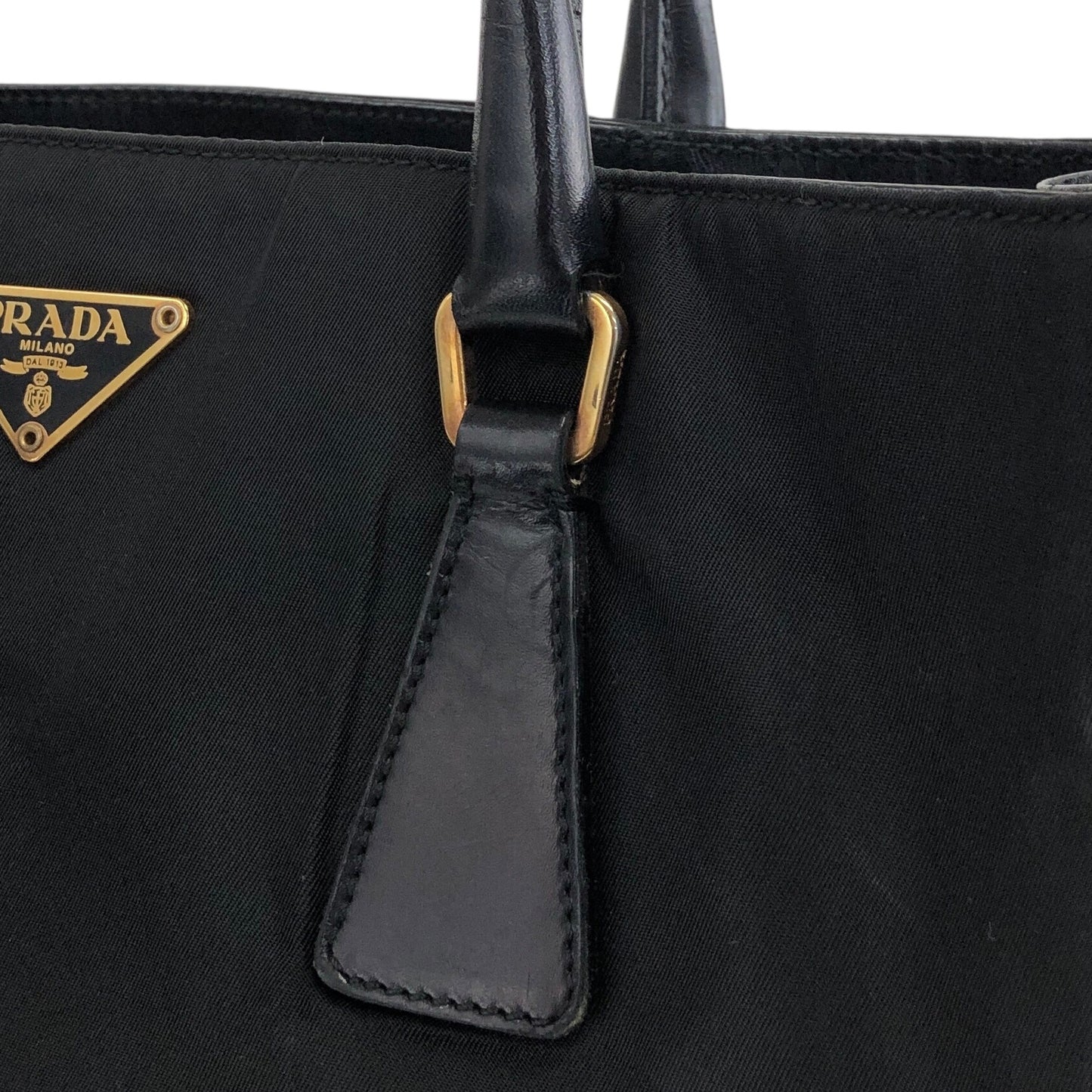 PRADA Tessuto Triangle Logo Totebag Black Vintage w67g35