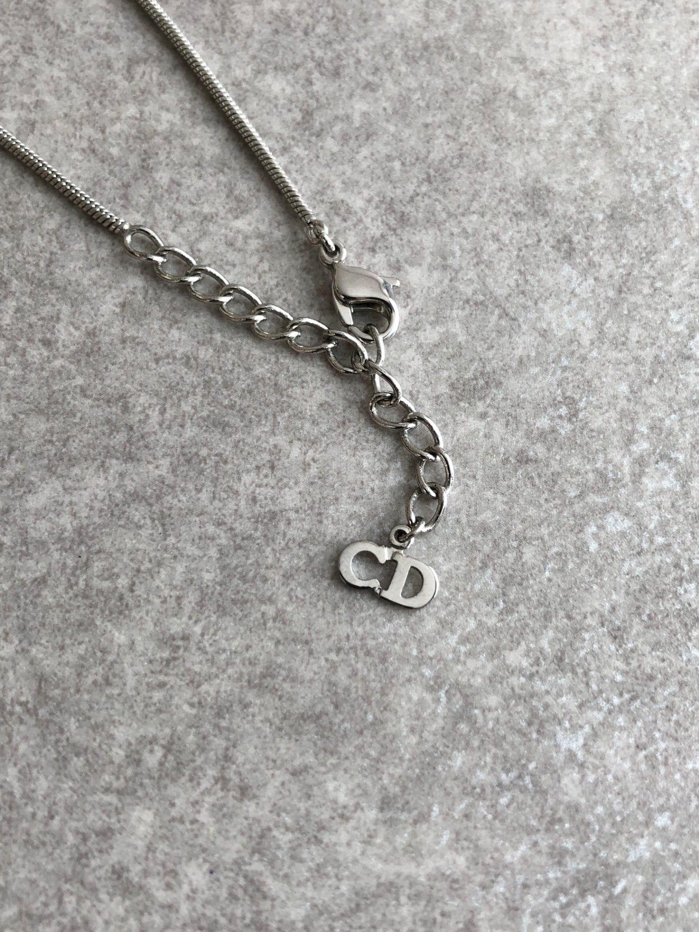 Christian Dior Logo Motif Necklace Silver Vintage a8e74p