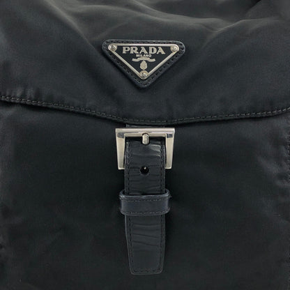 PRADA Tessuto Triangle Logo Front Buckle Side Pocket Shoulder bag Black Vintage 75anhg