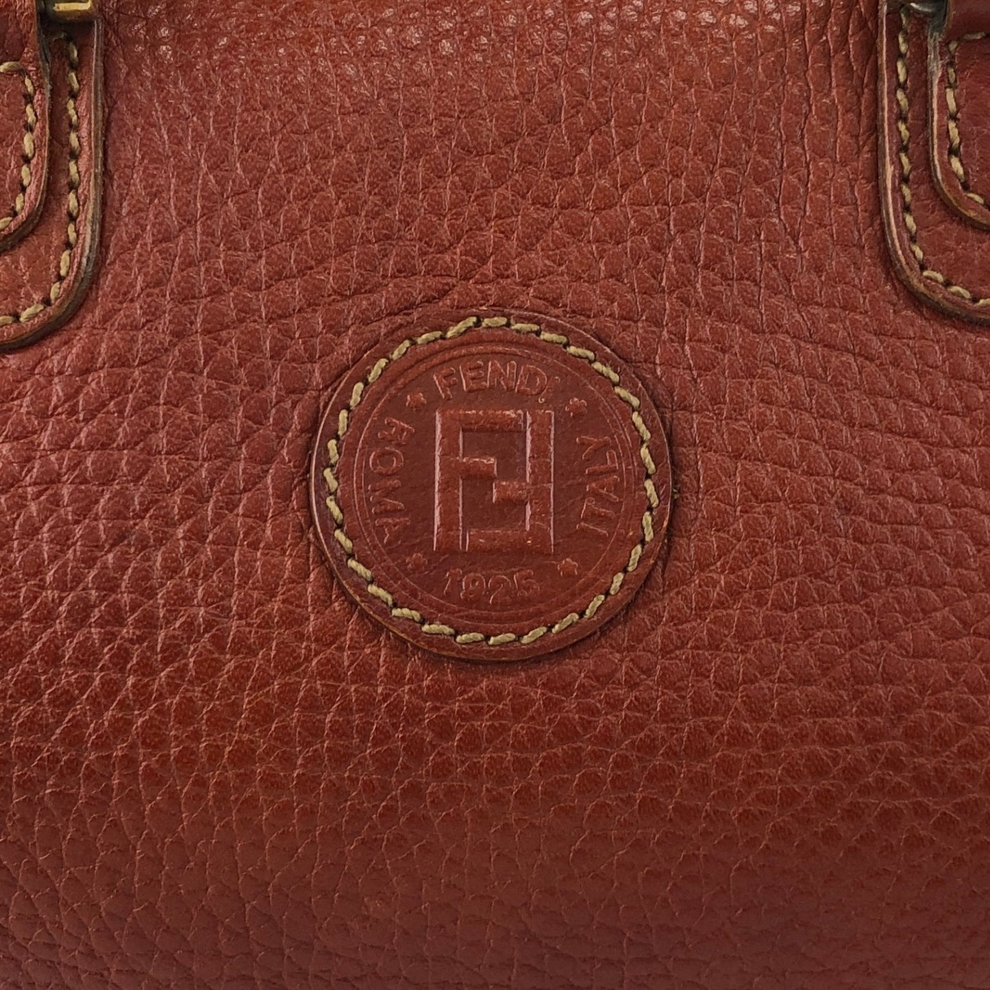 FENDI FF Logo Two-way Small Boston bag Shoulder bag Brown Vintage b23egd