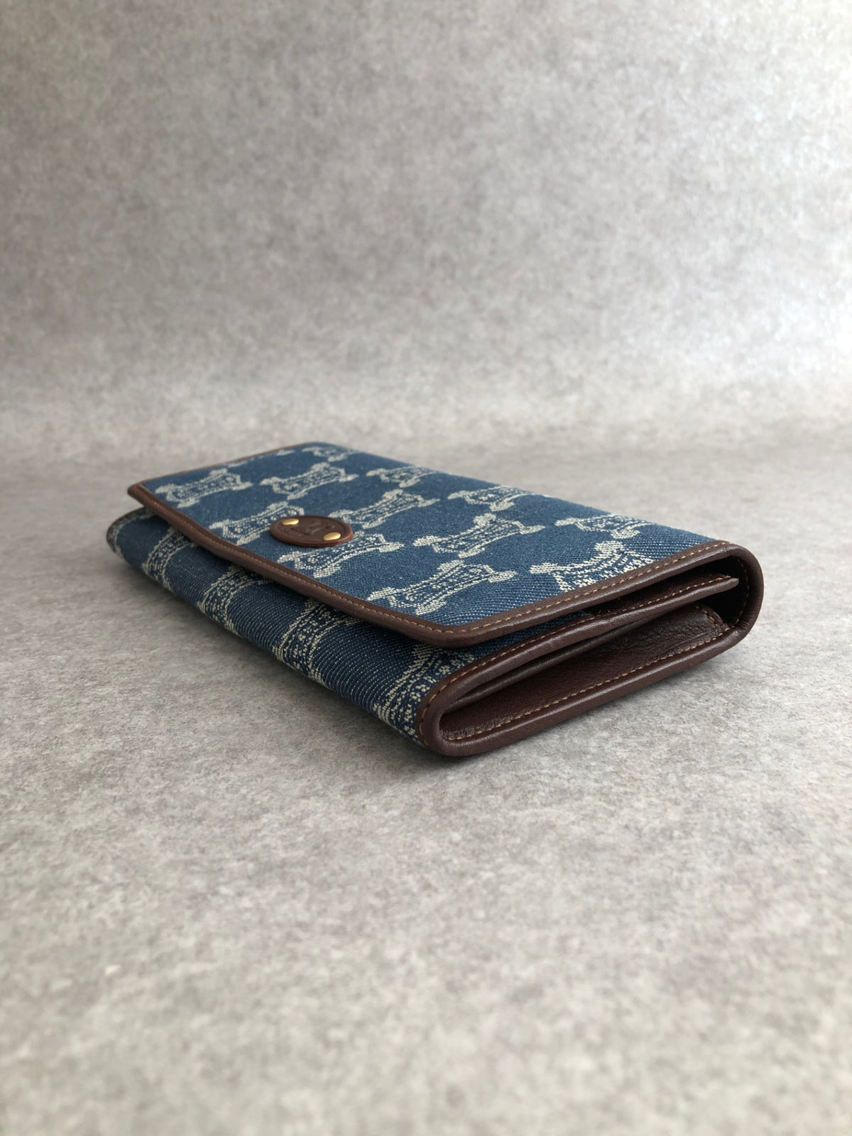 CELINE Blason Paris Macadam Long Wallet Indigo Vintage r2d33g