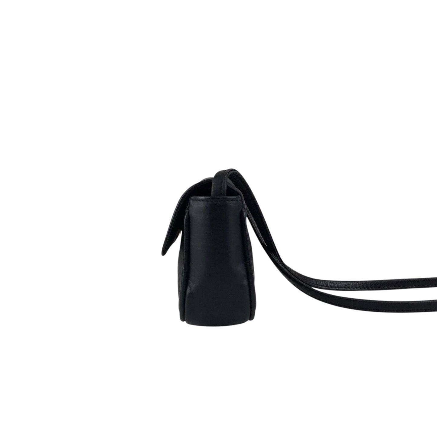 Christian Dior CD Logo Embossed Small Shoulder bag Black Vintage ee2nsk