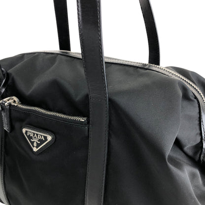 PRADA Tessuto Triangle Logo Handbag Black Vintage vgh2dk