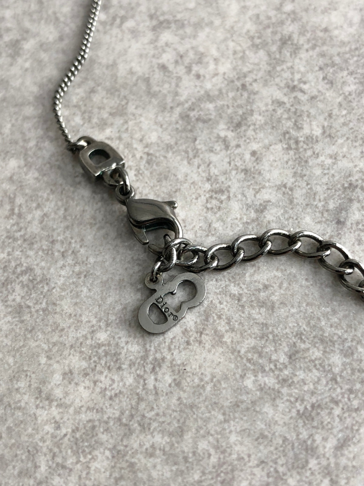 Christian Dior Logo Necklace Silver Vintage 26gurz