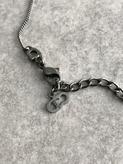 Christian Dior Logo Necklace Silver Vintage 26gurz