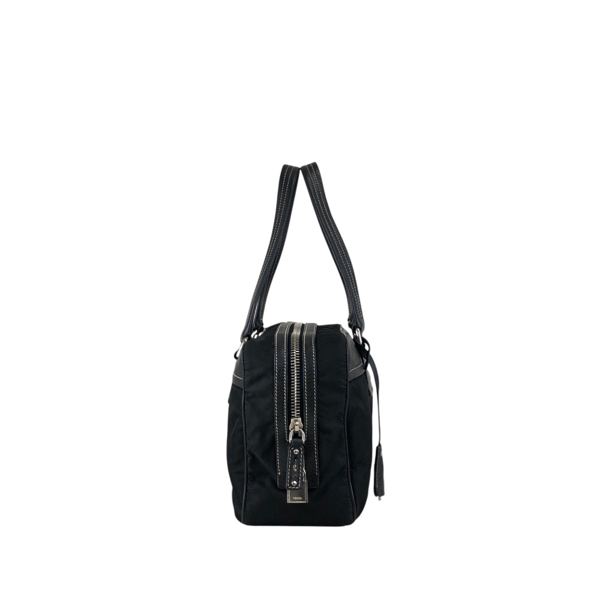 PRADA Logo Boston bag Totebag Black Vintage b57rj5