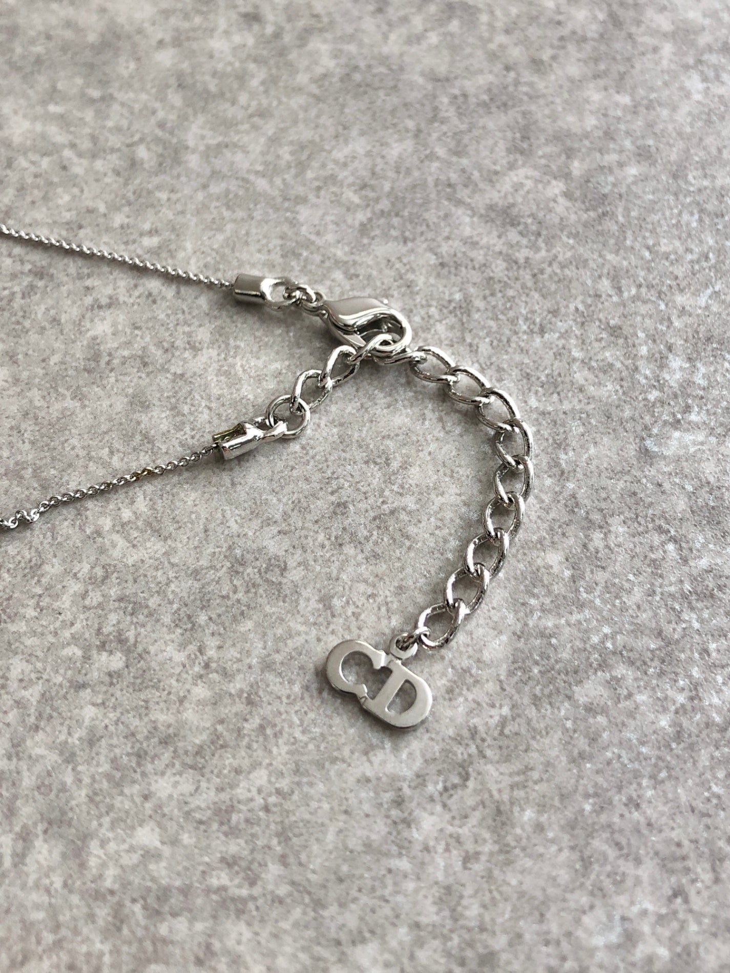 Christian Dior Logo Motif Necklace Silver Vintage ytk2tc