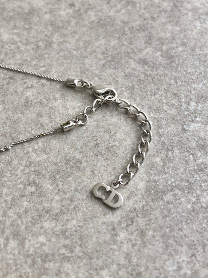 Christian Dior Logo Motif Necklace Silver Vintage ytk2tc