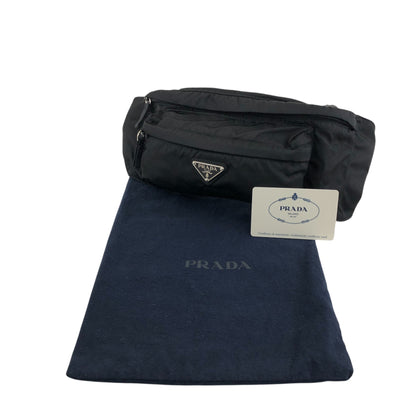PRADA Tessuto Triangle Logo Sling bag Black Vintage hpnycc