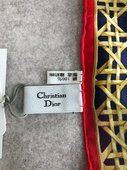 Christian Dior Cannage Logo Charm Motif  Scarf Red Vintage 4nw85m