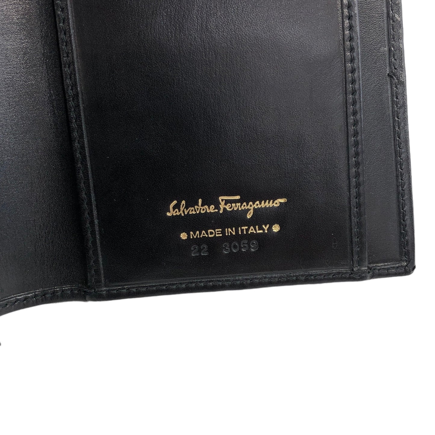 Salvatore Ferragamo Vala Leather Long Wallet Black Vintage gvd2y7