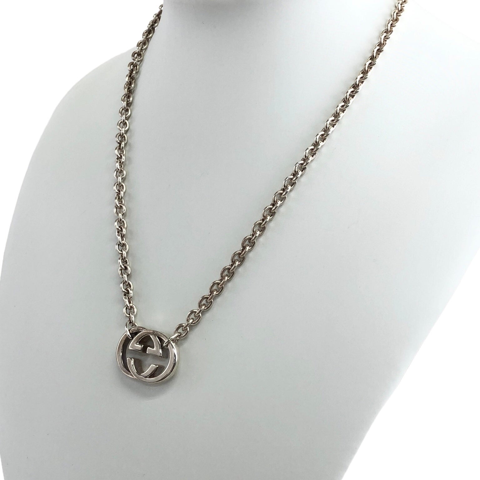GUCCI Interlocking Necklace Silver Vintage se2ct2