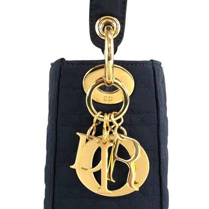 Christian Dior Cannage CD Logo Charm Shoulder bag Hobobag Navy Vintage 55p7w6