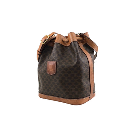 CELINE Macadam Blason Drawstring Shoulder bag Brown Vintage 7kmwfd