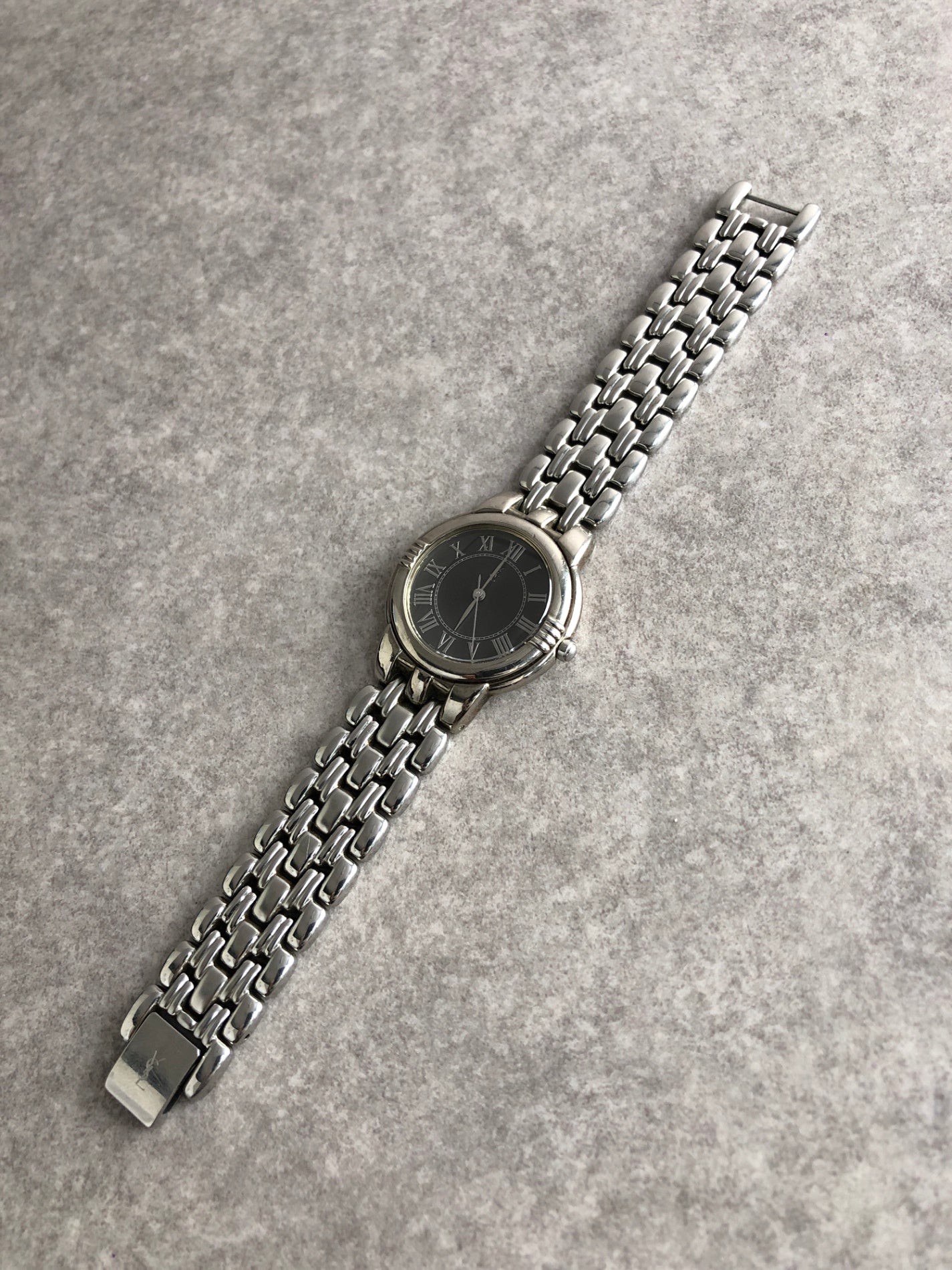 Yves Saint Laurent YSL Logo Watch Silver 6031-G11866 Vintage 6wv8w4