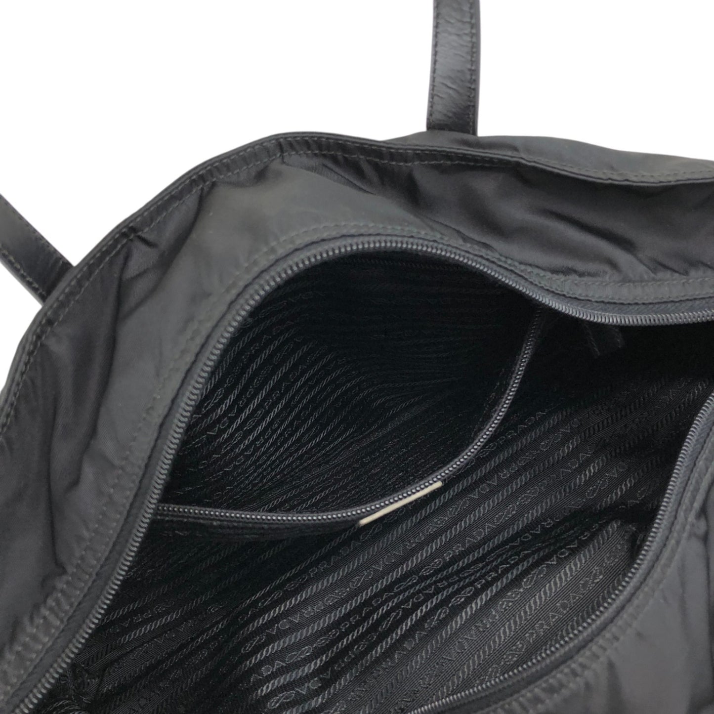 PRADA Tessuto Triangle Logo Totebag Black Vintage naaxd3