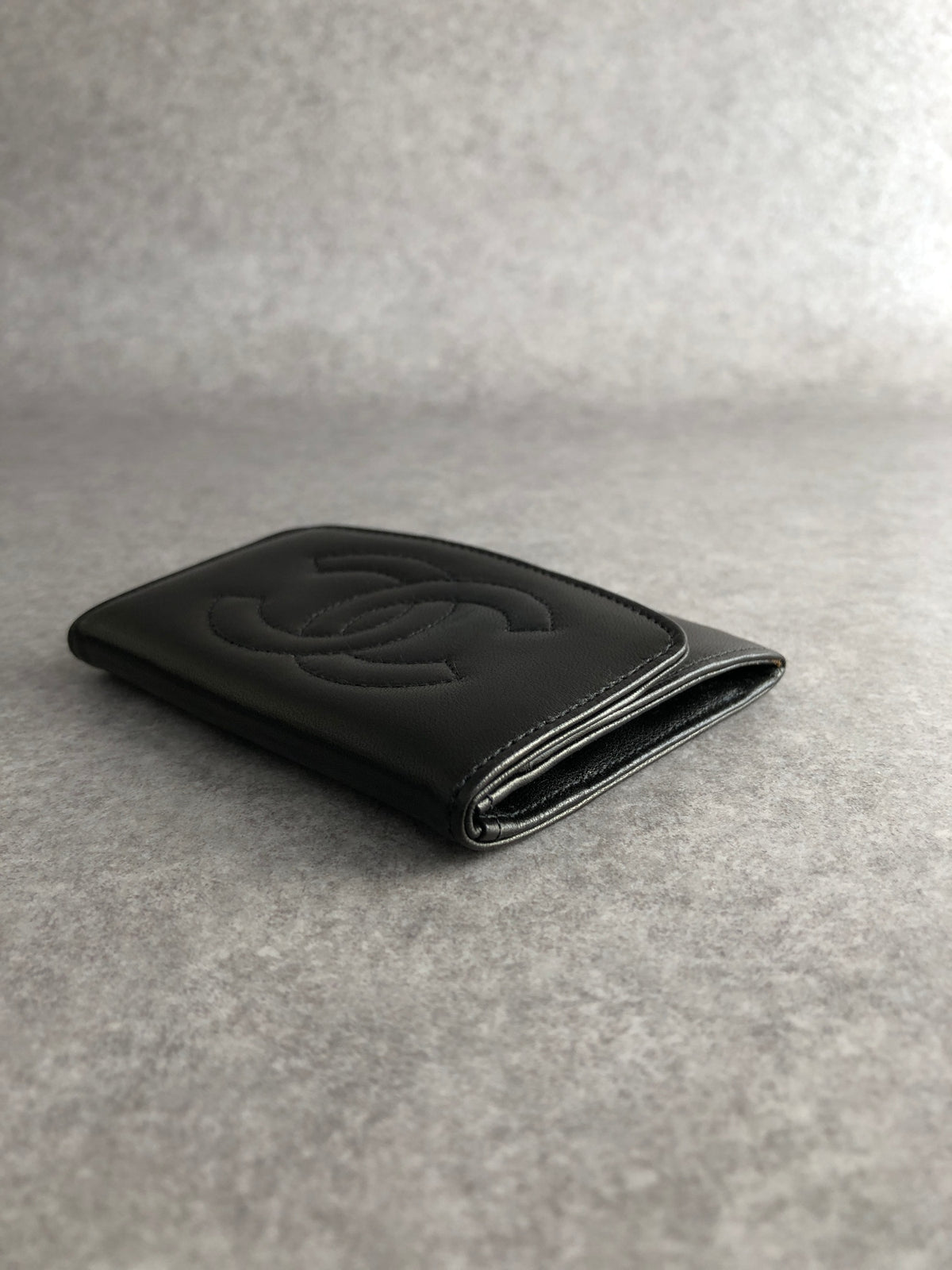 CHANEL Coco Mark Coin Purse Black Vintage 4umftb