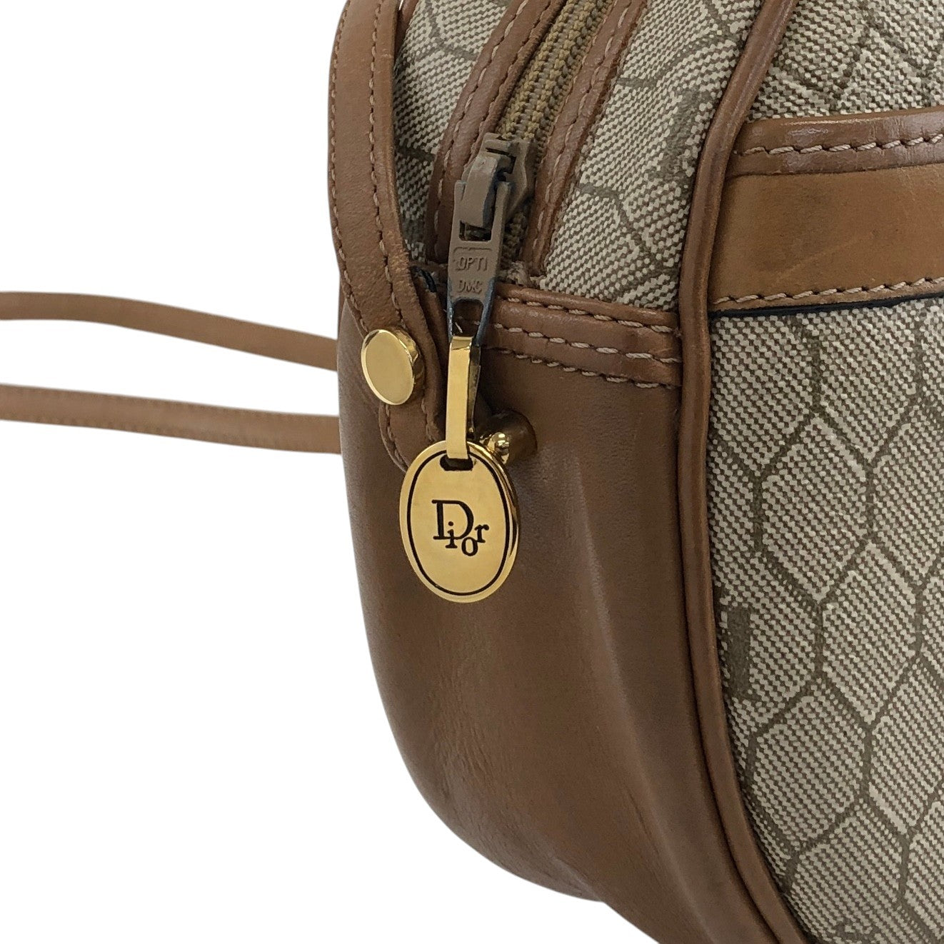 Christian Dior Honeycomb Pattern Logo Shoulder bag Beige Vintage a6fh6v