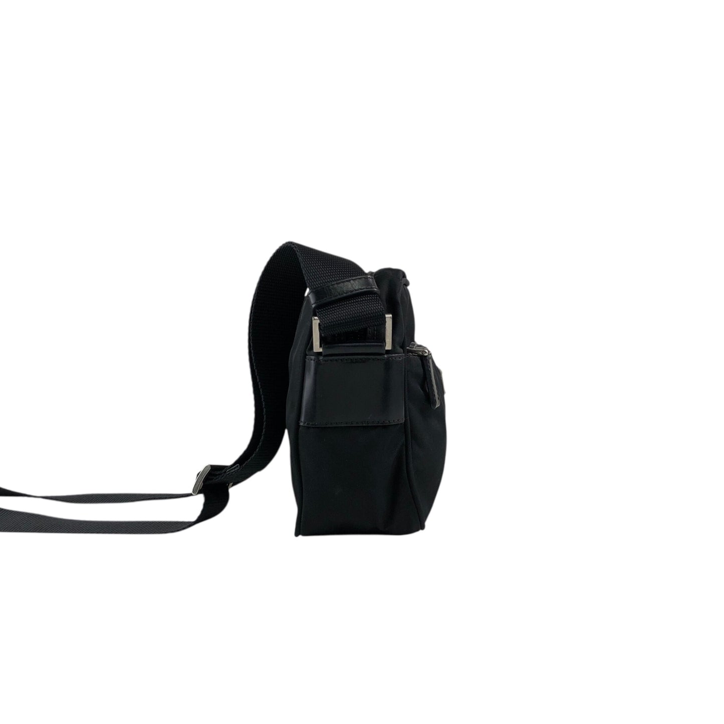 PRADA Tessuto Triangle Logo Shoulder bag Black Vintage bsftsu