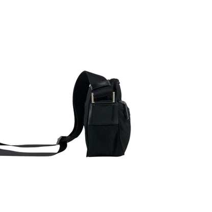 PRADA Tessuto Triangle Logo Shoulder bag Black Vintage bsftsu