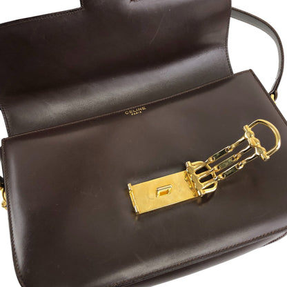 CELINE Horse Bit Flap Shoulder bag Brown Vintage 7atjbx