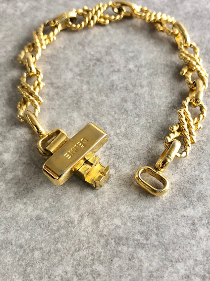 CELINE Logo Bracelet Gold Vintage z48fez