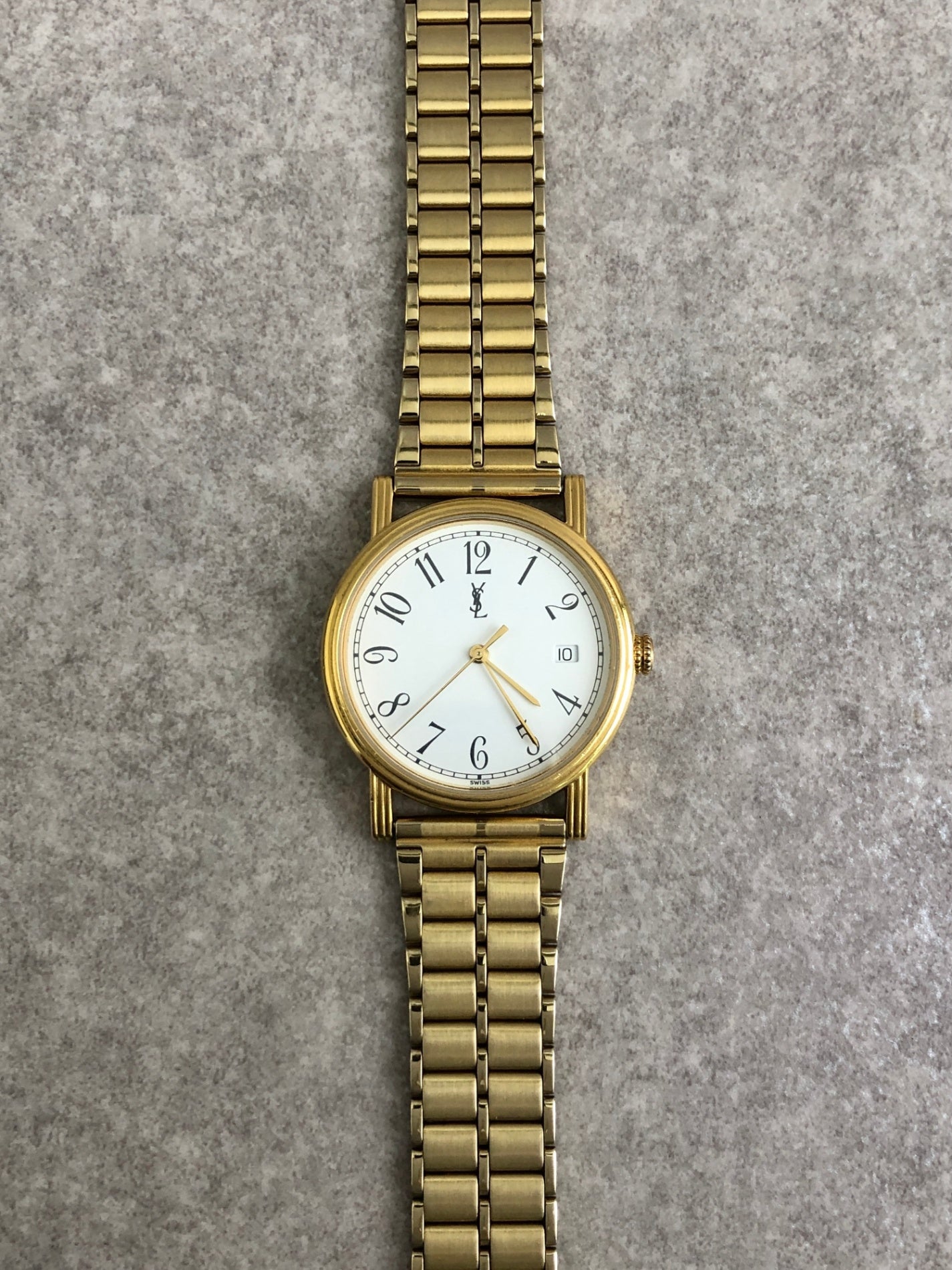 Yves Saint Laurent YSL Logo Watch Gold Vintage fs4ma2