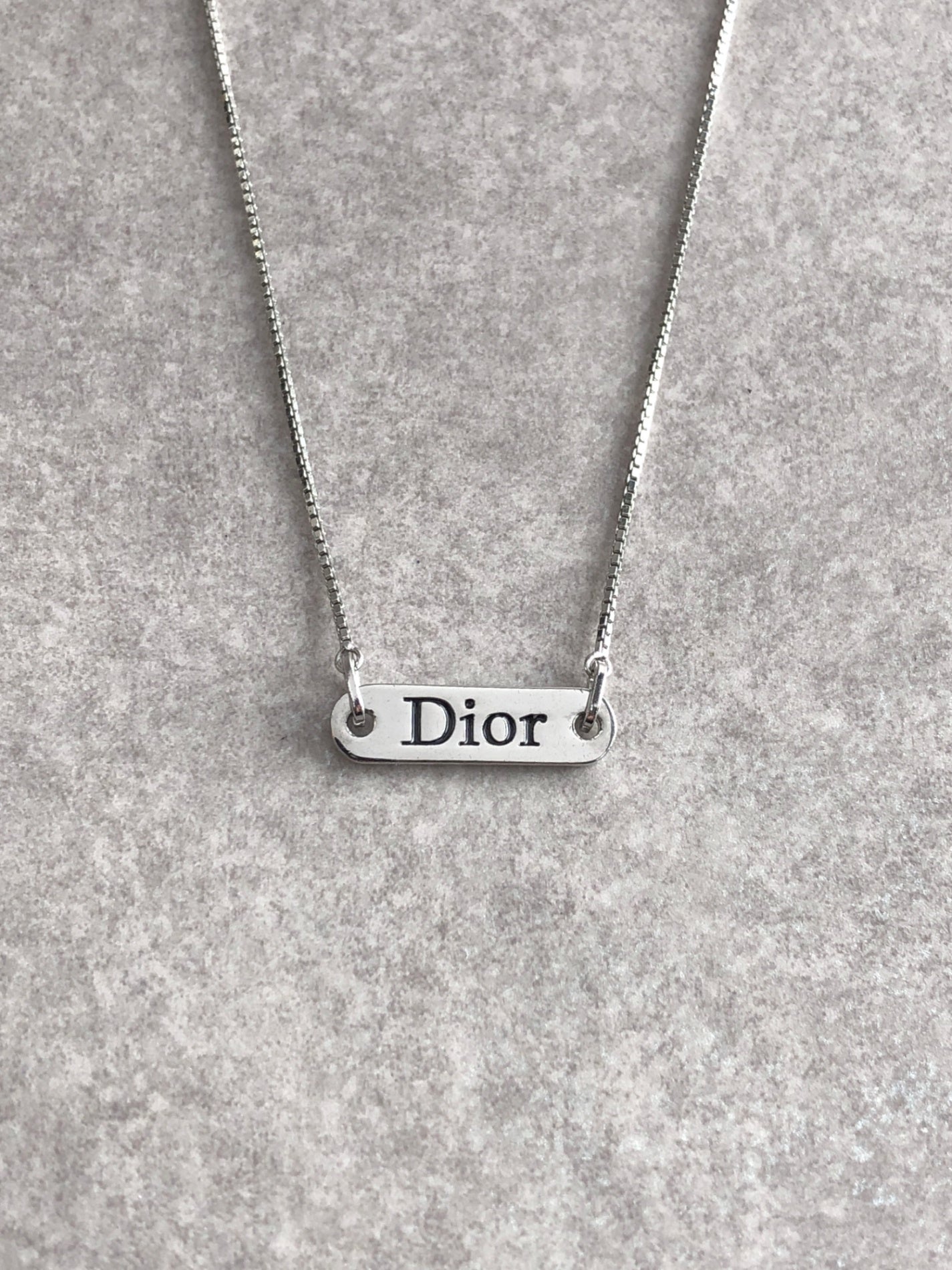 Christian Dior Logo Motif Necklace Silver Vintage tjgg7s