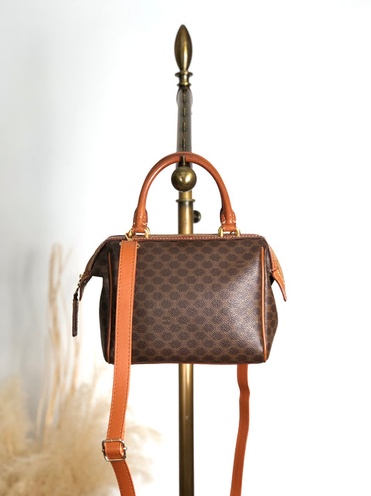 CELINE Macadam Two-way Small Boston bag Shoulder bag Brown Vintage fdr2bd