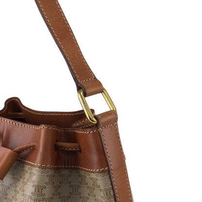 CELINE Macadam Blason Drawstring Shoulder bag Beige Vintage xyjee7