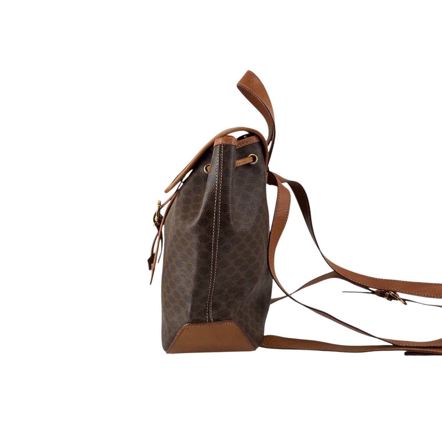 CELINE Macadam Front Buckle Backpack Brown Vintage 22b6rx