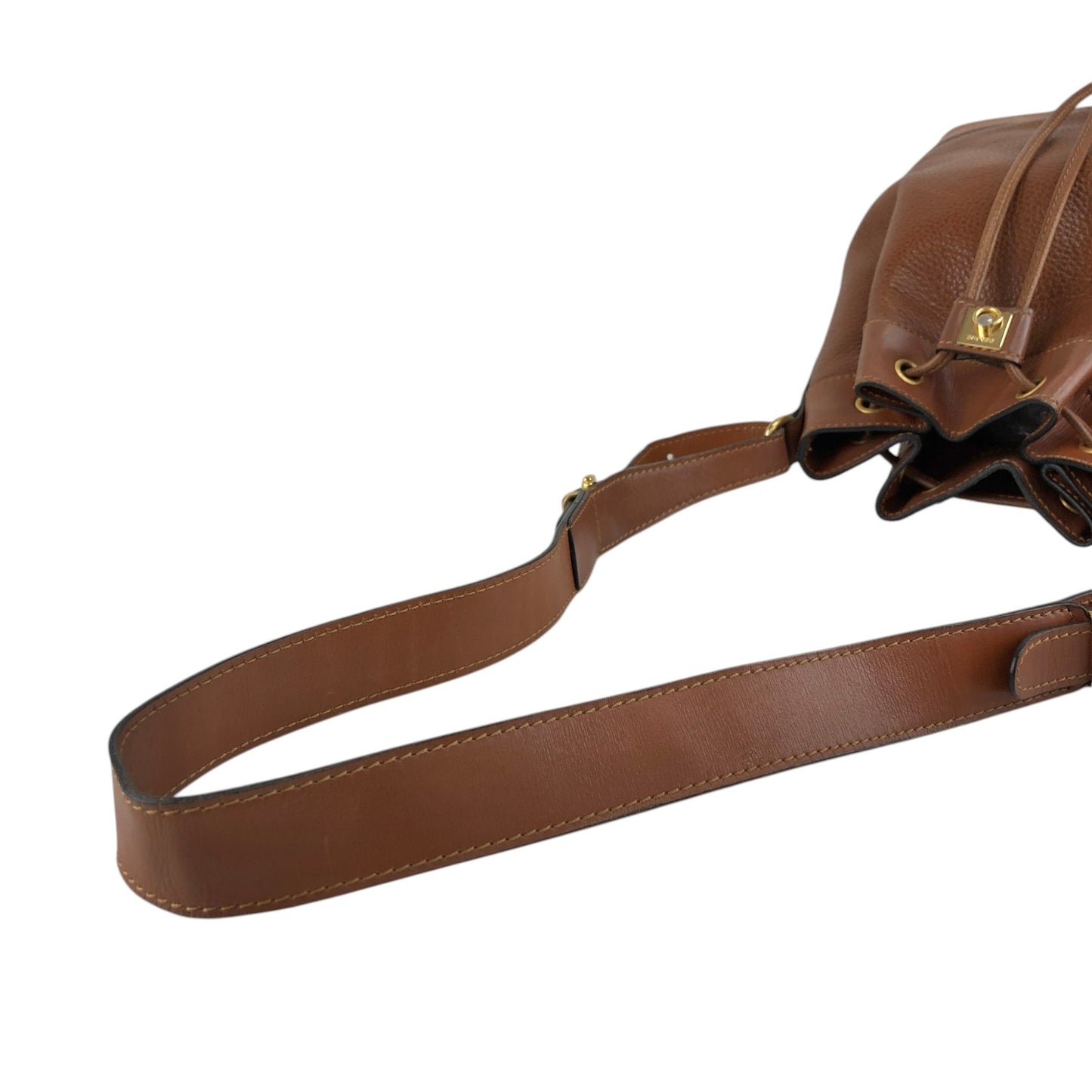CELINE Gancini Drawstring Shoulder bag Brown Vintage 4uzkb3