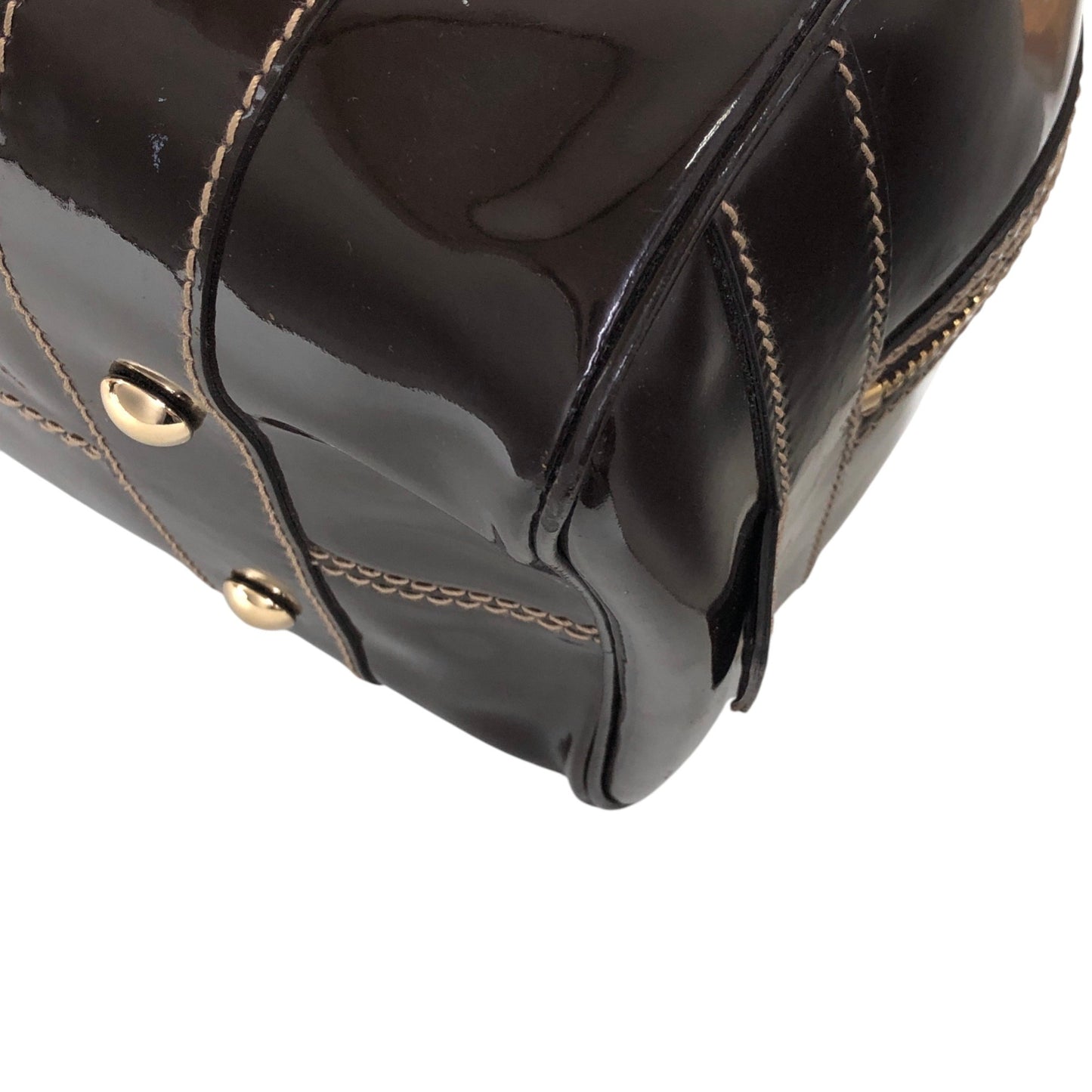GUCCI Ribbon Motif Belt Handbag Boston bag Brown Vintage dan4kc
