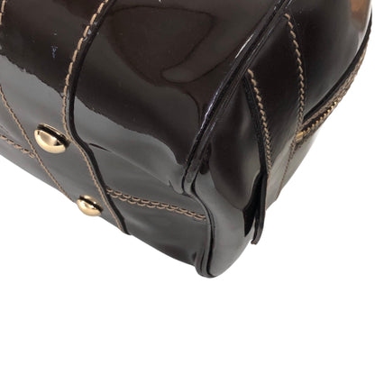 GUCCI Ribbon Motif Belt Handbag Boston bag Brown Vintage dan4kc