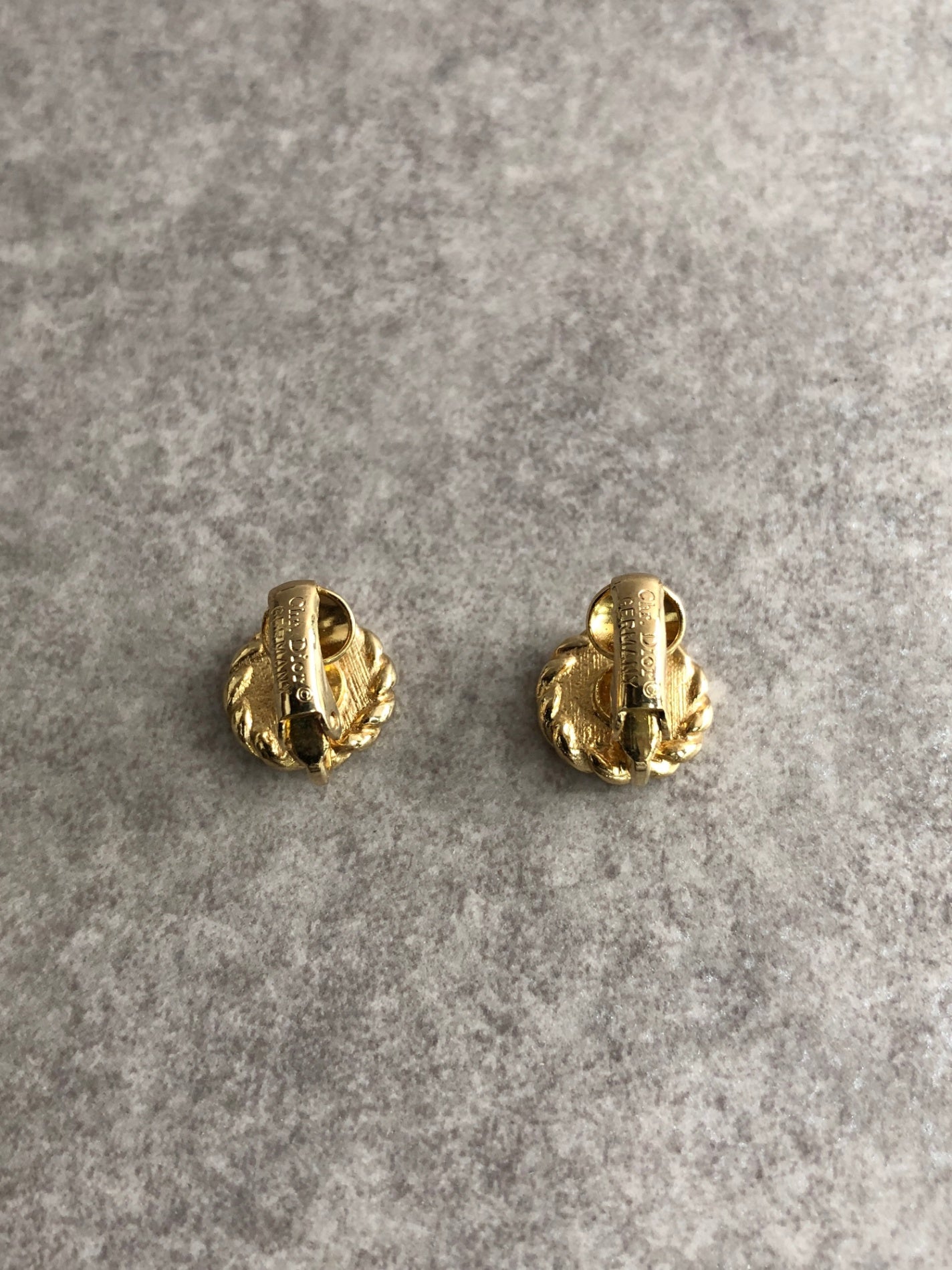 Christian Dior CD Logo Earrings Gold×Black Vintage nfxsbp