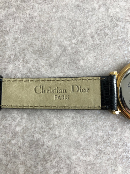 Christian Dior Logo Watch Gold×Black Vintage 76nb8k