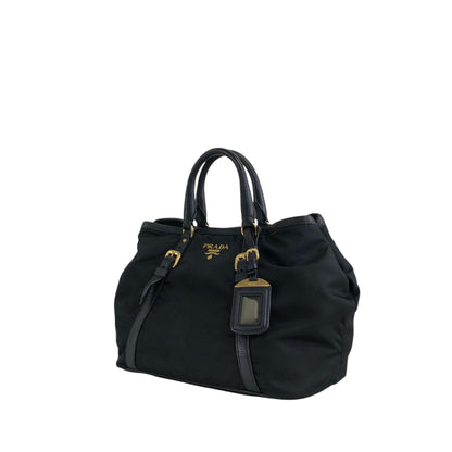 PRADA Triangle Logo Two-way Handbag Shoulder bag Black Vintage jun4wc