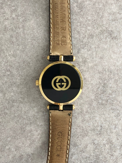 GUCCI Logo Watch Black 2040M Vintage mr6i3u
